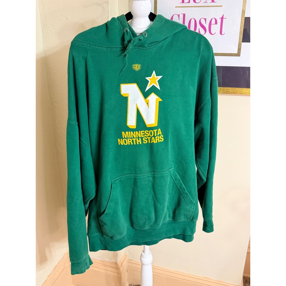 Old Time Sports Minnesota North Stars Hoodie Green NHL Vintage Logo 2XL